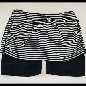 Coolibar black white stripe skirted swim short XXL